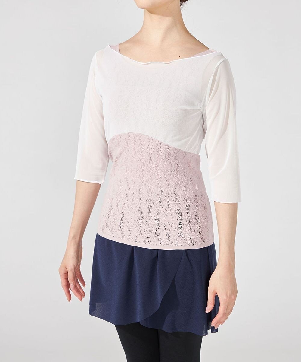 Chacott カップ付きレイヤードニットトップ 