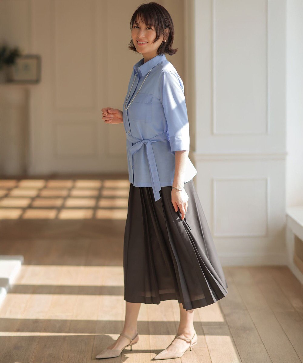 J.PRESS LADIES L エアリースパンボイル プリーツ スカート 