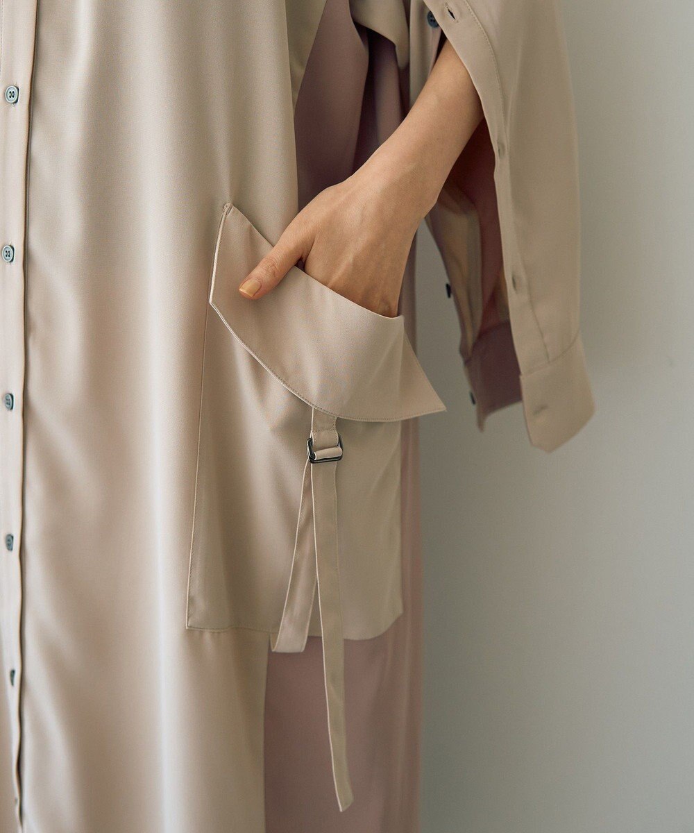 YECCA VECCA カーゴデザイン配色シャツワンピース 