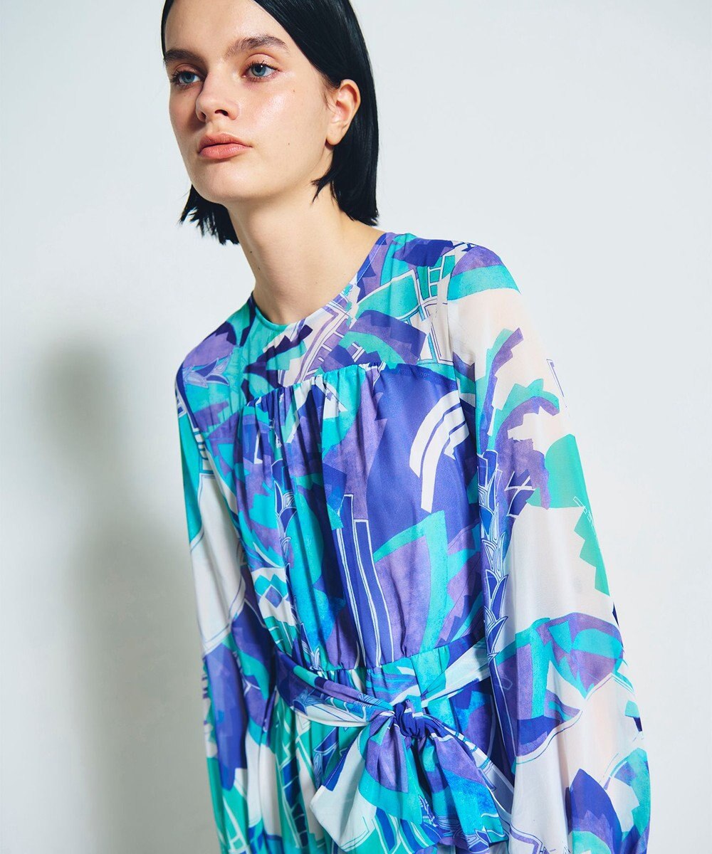 GRACE CONTINENTAL アールデコリゾートプリントワンピース 