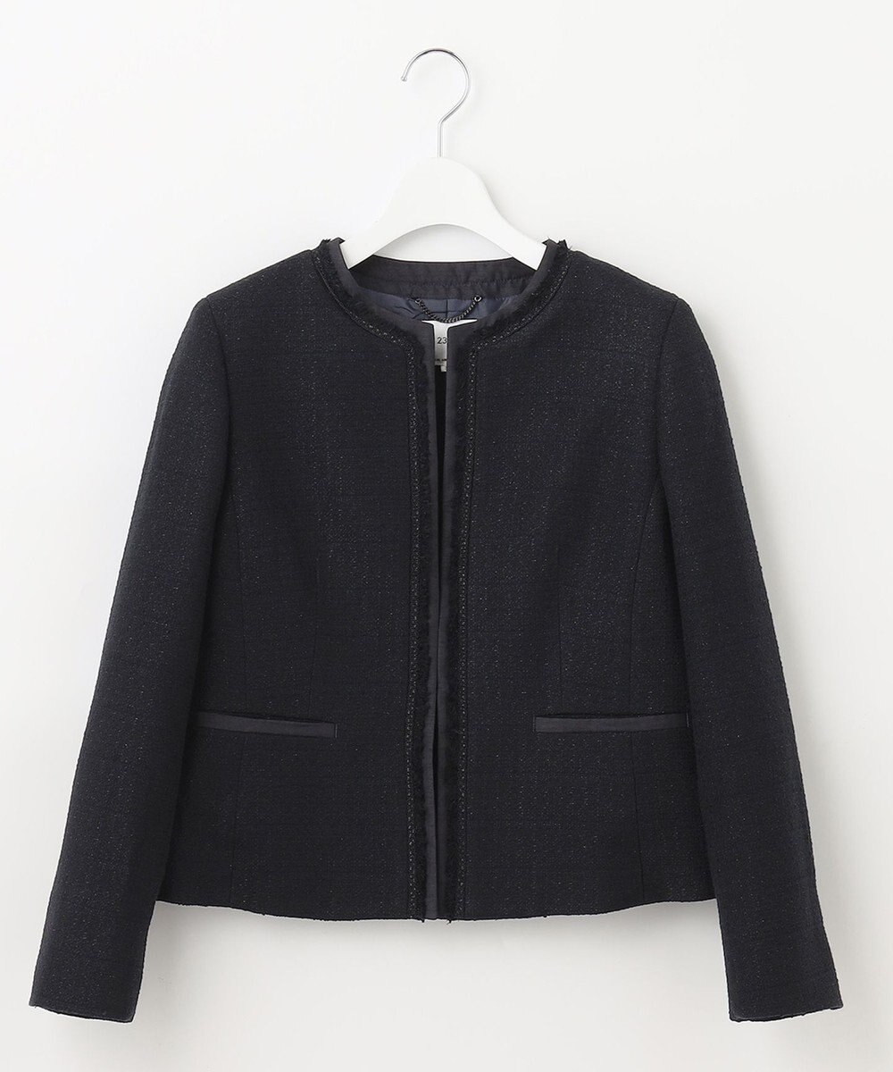 23区 S 【セットアップ対応】ライトシャインツイード ノーカラー ジャケット 