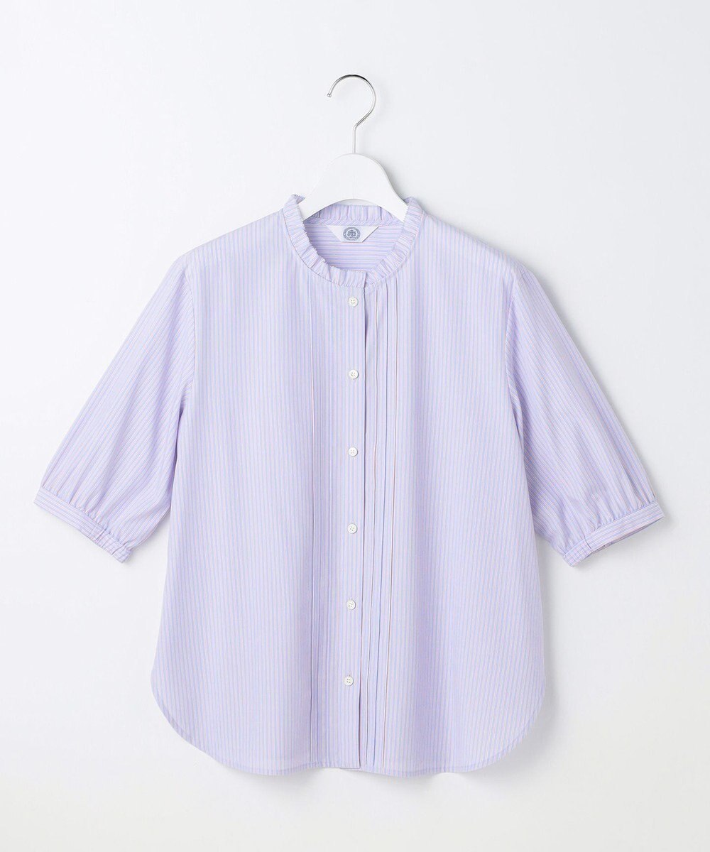 J.PRESS LADIES 【一枚で着映え】ソフトストライプ フリル襟 ブラウス 