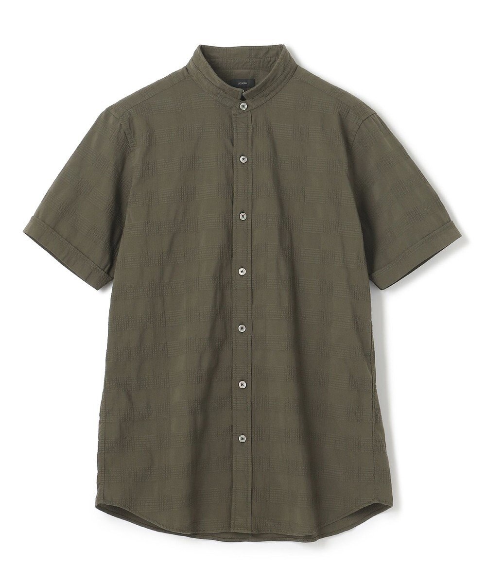 JOSEPH HOMME ドビーチェックストレッチ　ウイングカラー半袖シャツ 