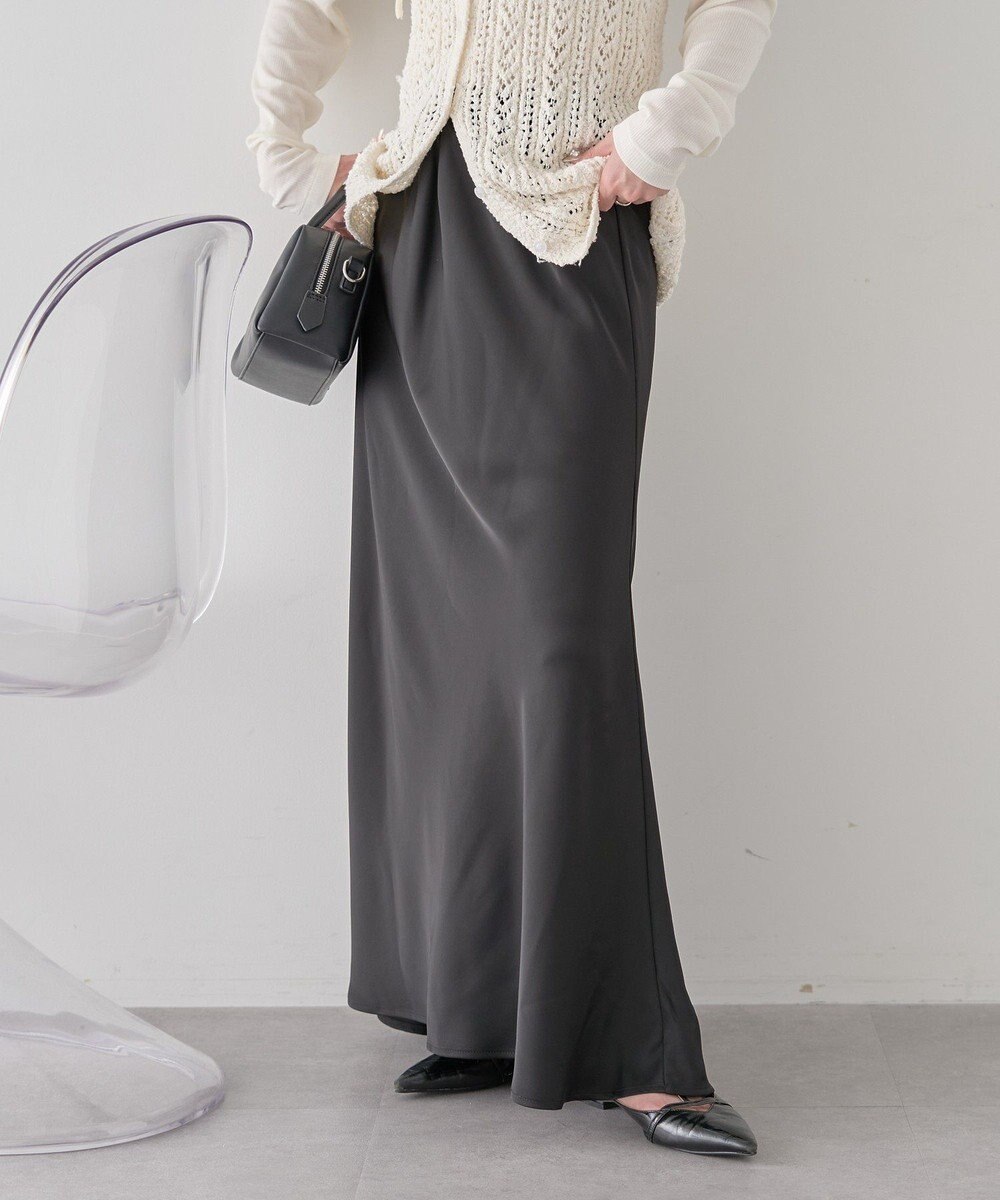 earth music&ecology サテンフリルマーメイドスカート 