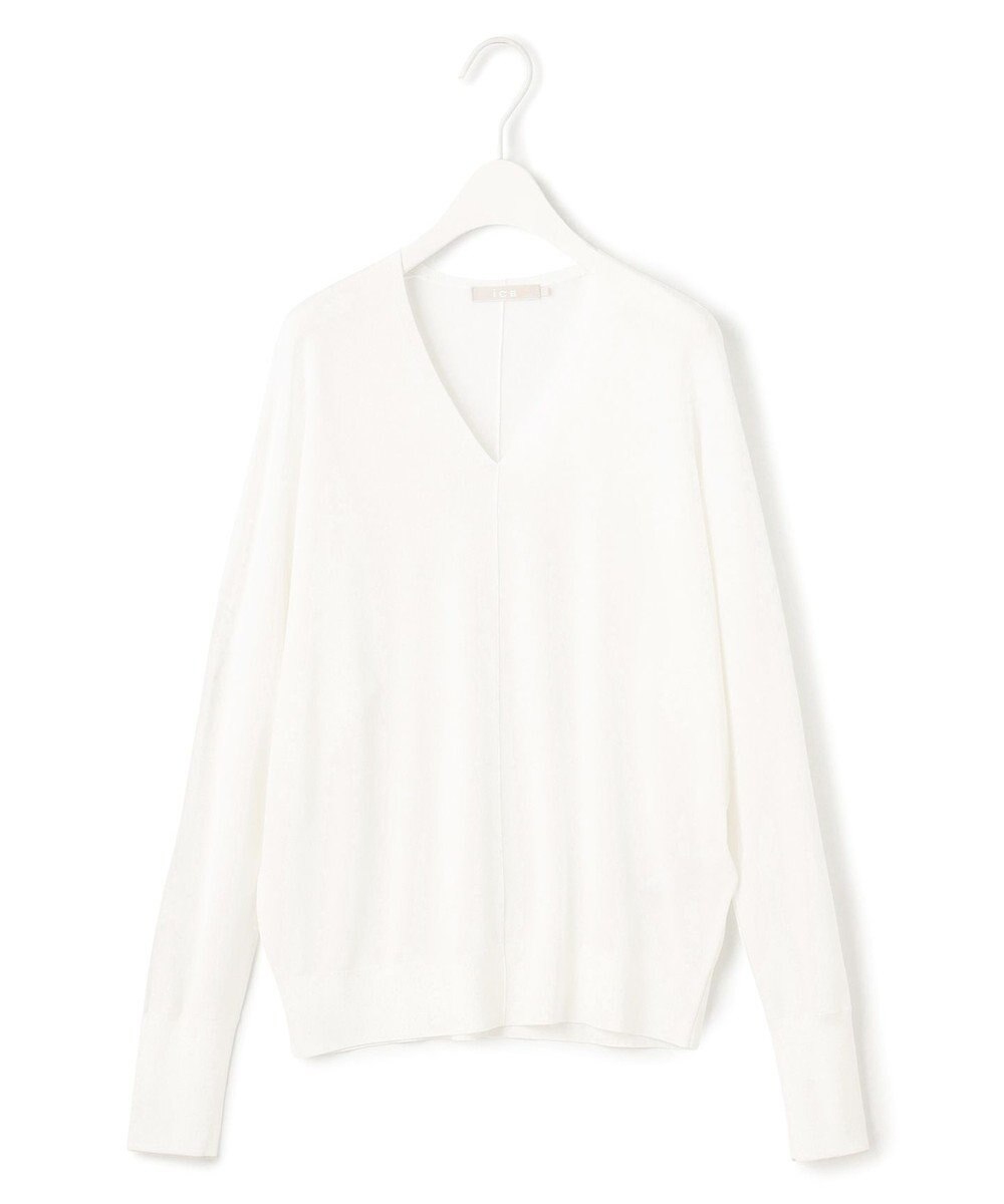 ICB L 【洗える】シンセティックハイゲージ Vネックニット 