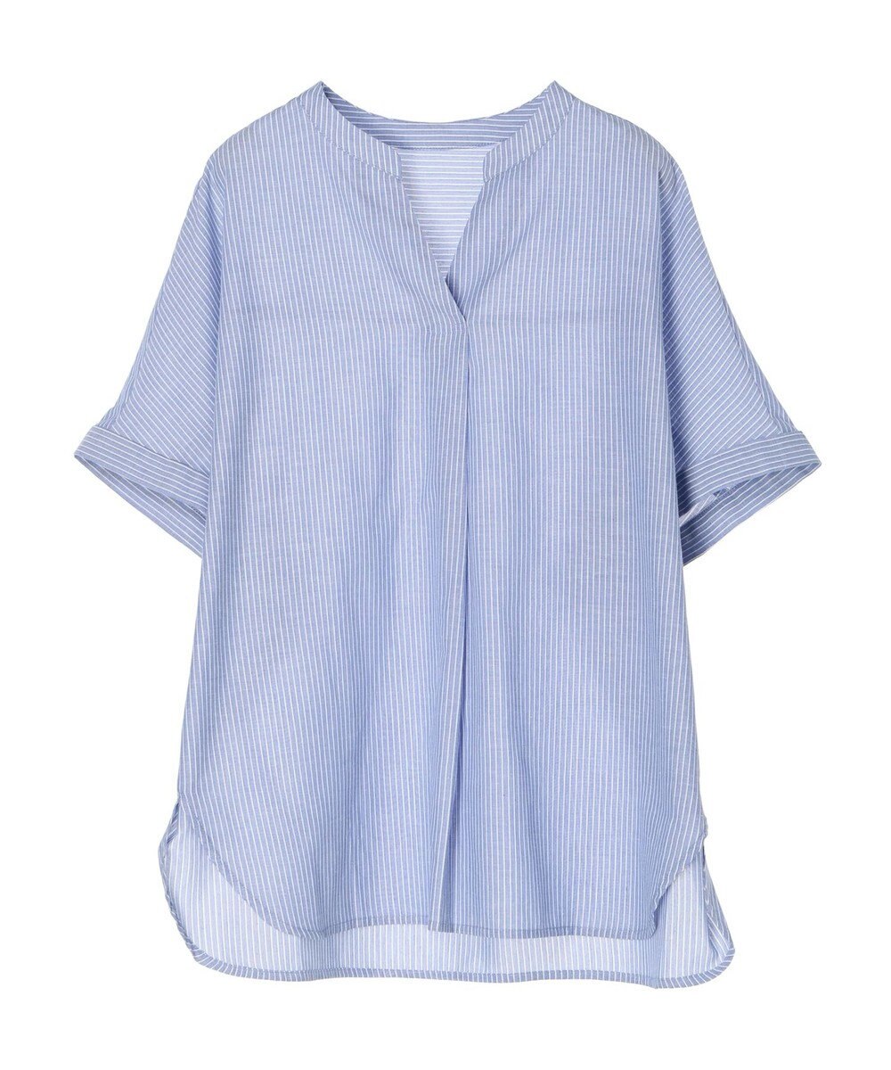 Green Parks 綿麻混フレンチスリーブスキッパーシャツ 