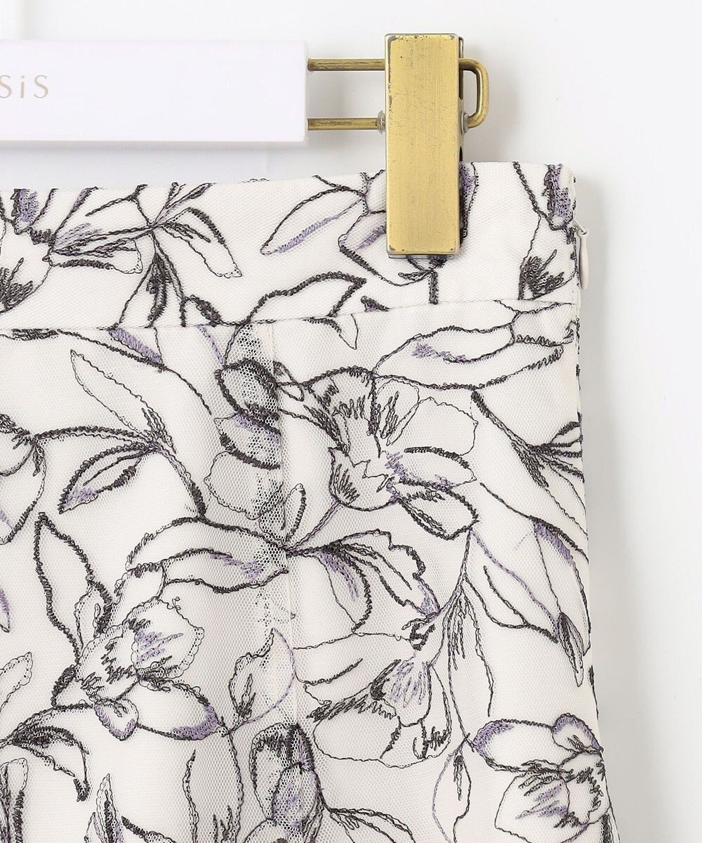 ANY SIS 【洗える】ラインフラワーエンブロイダリー スカート 