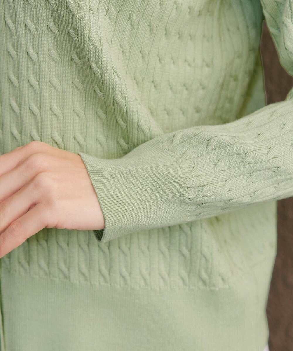 Tiaclasse ワンポイント刺繍ケーブルカーディガン 