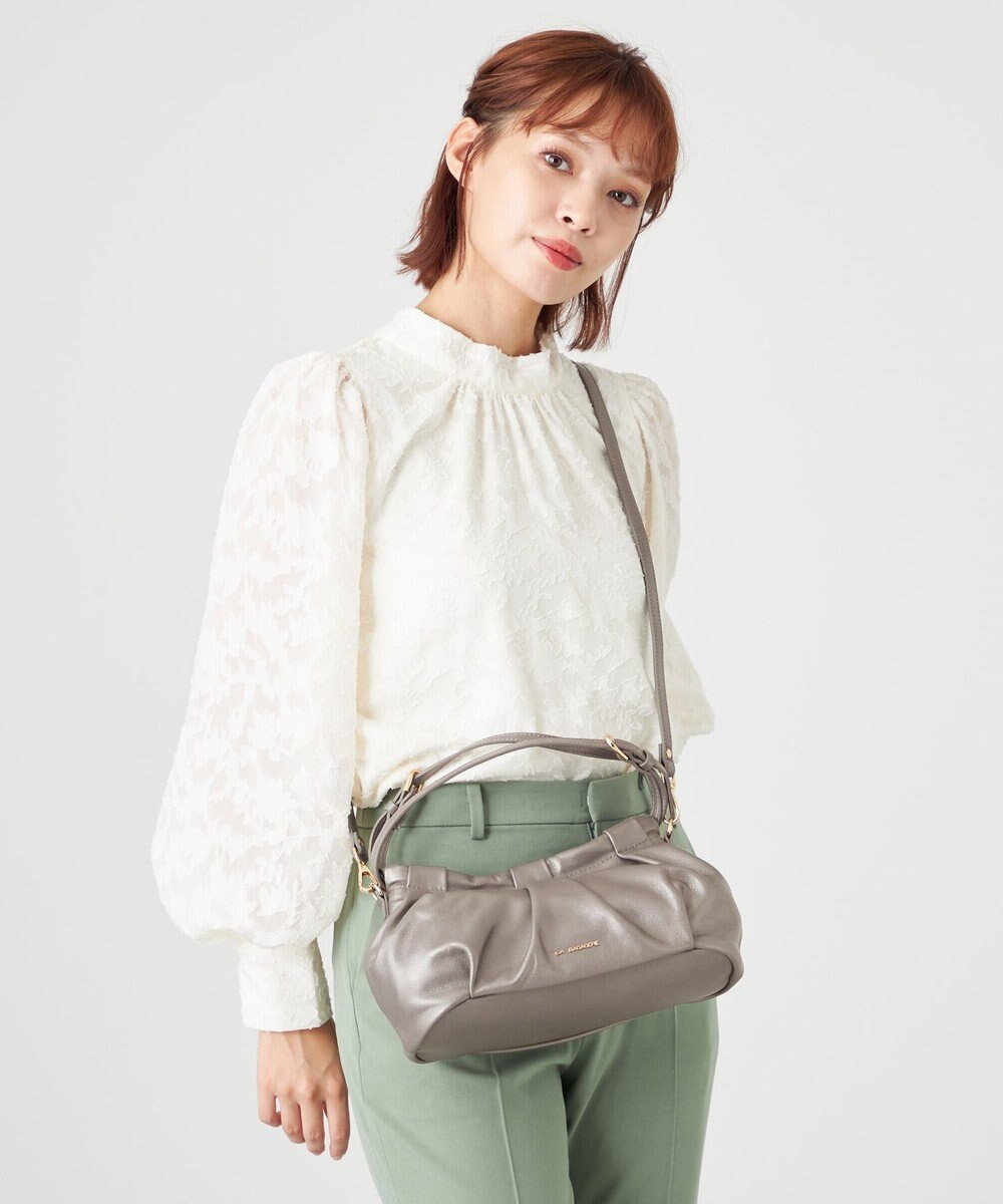 LA BAGAGERIE シープレザー　ギャザーミニバッグ 