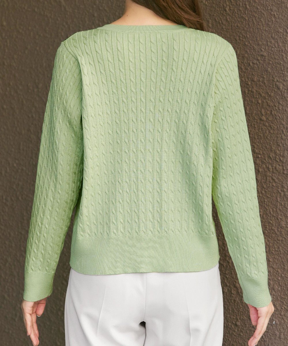 Tiaclasse ワンポイント刺繍ケーブルカーディガン 