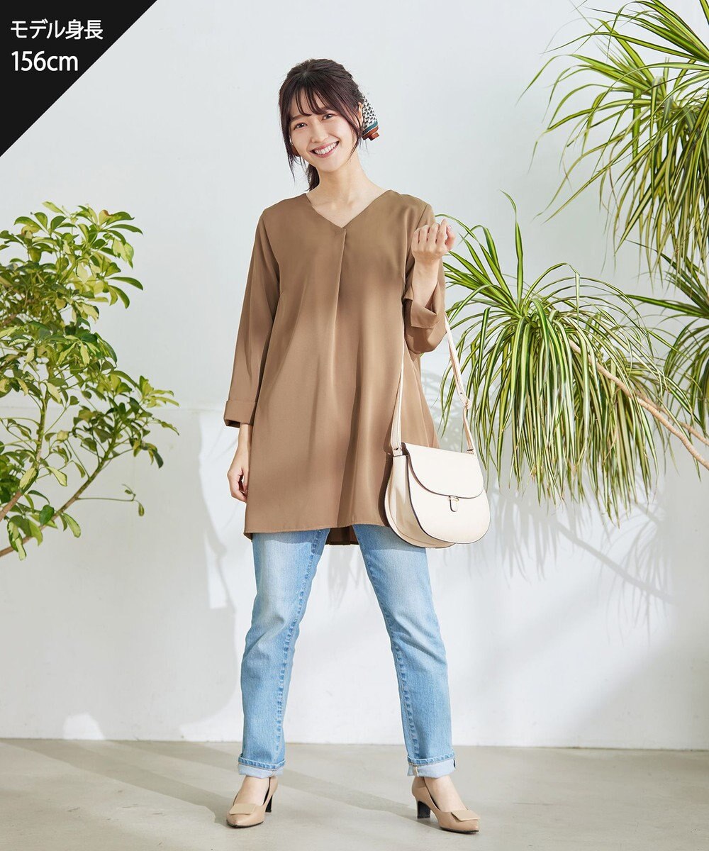 Tiaclasse 【洗える・スマート裏起毛】バックプリーツチュニックブラウス 