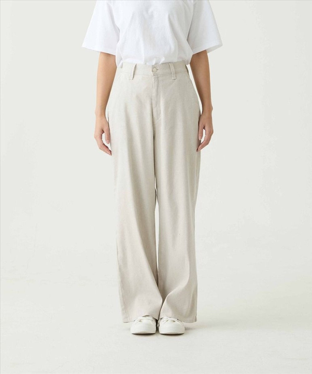 caqu linen rayon stretch wide pants リネンレーヨンストレッチワイドパンツ 