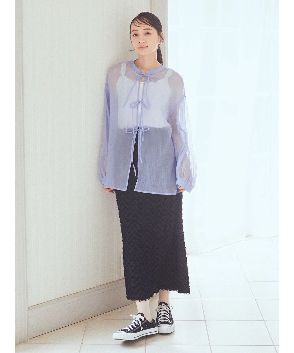 earth music&ecology シアーリボンシャツ 