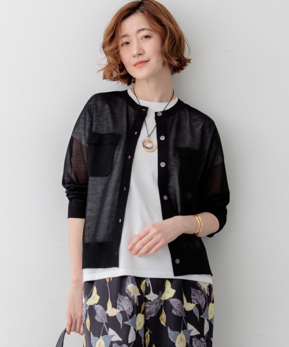 23区 【先行予約/WEB&一部店舗限定カラーあり】シャイニーシアー フラップポケット カーディガン 