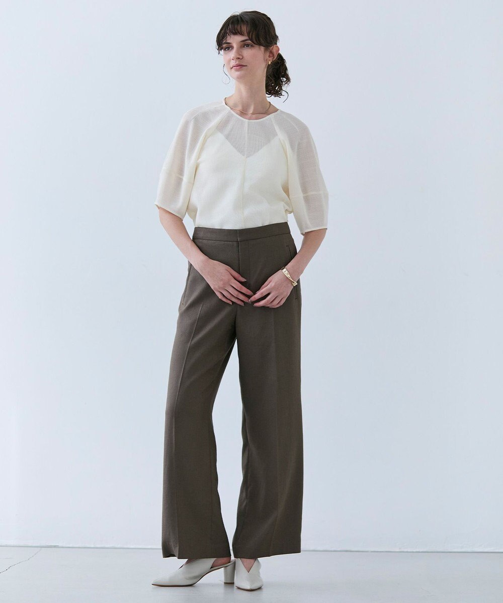 BEIGE， 【洗える】CAROLE / リネンライクフルレングスワイドパンツ 