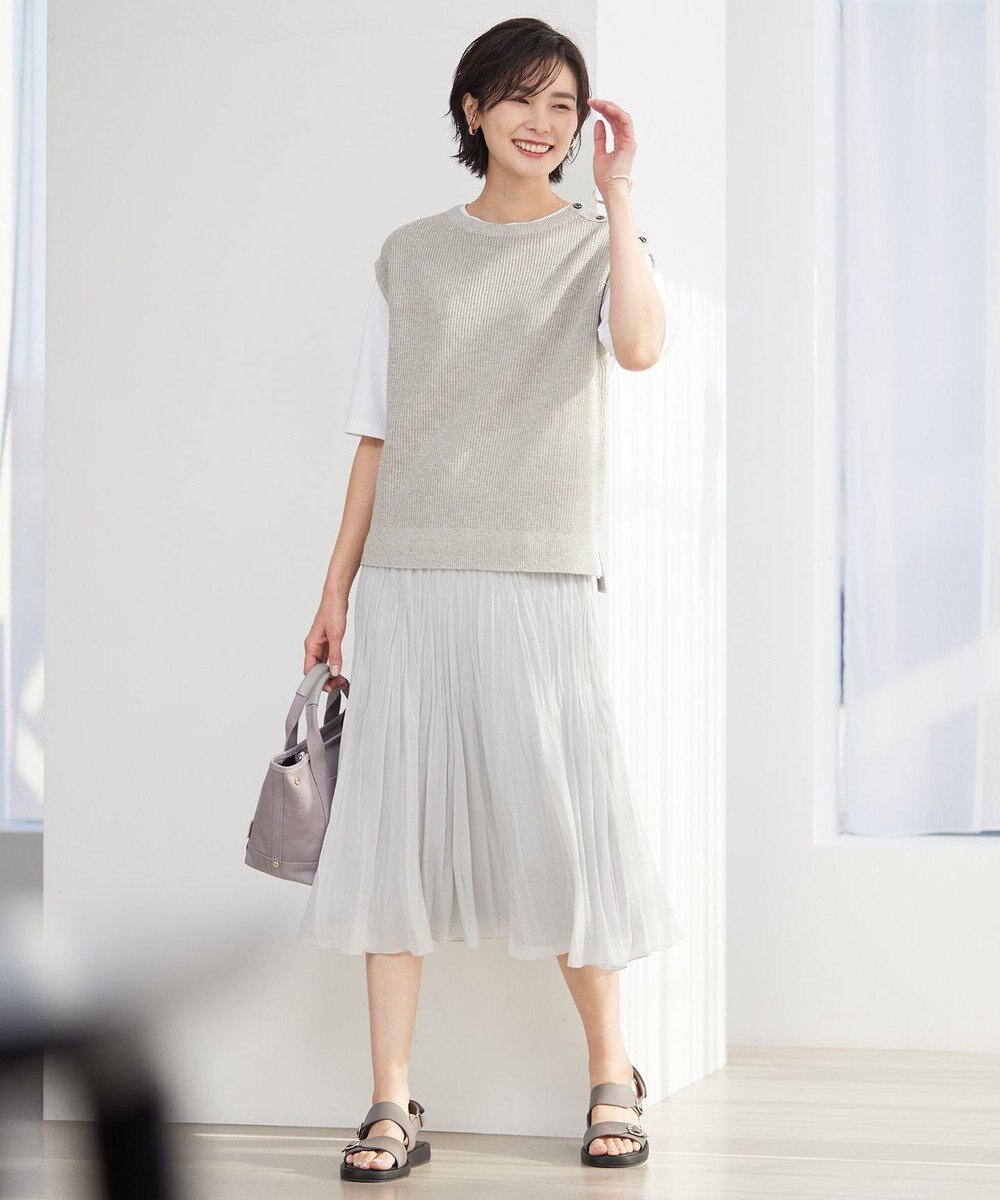 J.PRESS LADIES L 【洗える】 リネンコットン ニットベスト 