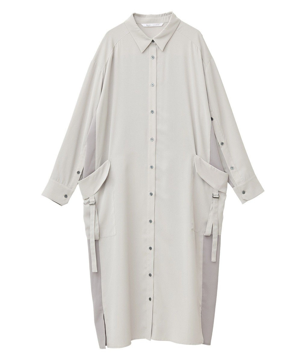 YECCA VECCA カーゴデザイン配色シャツワンピース 