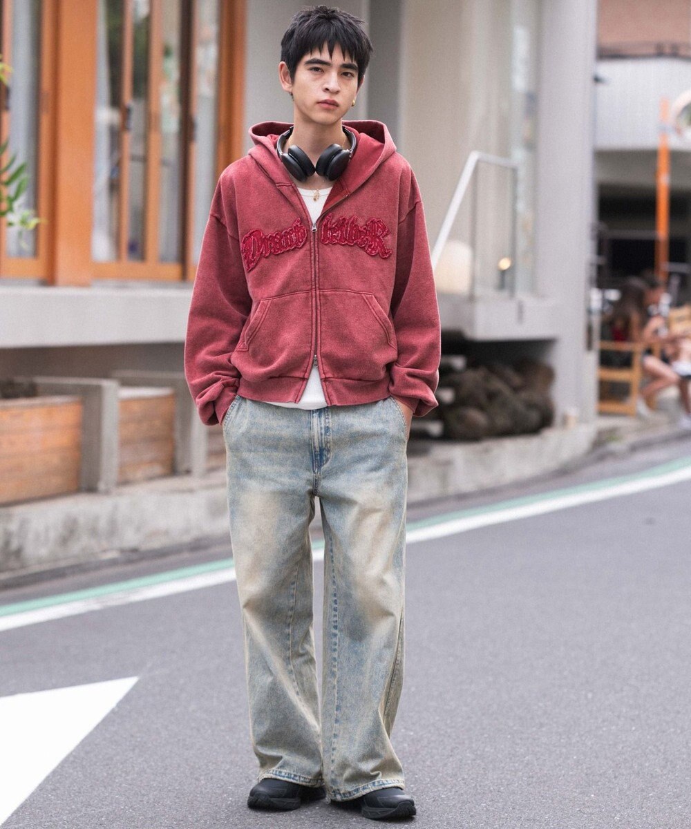 WEGO 【ユニセックス着用ITEM/MLサイズ展開】ショートグラフィックZIPパーカー 