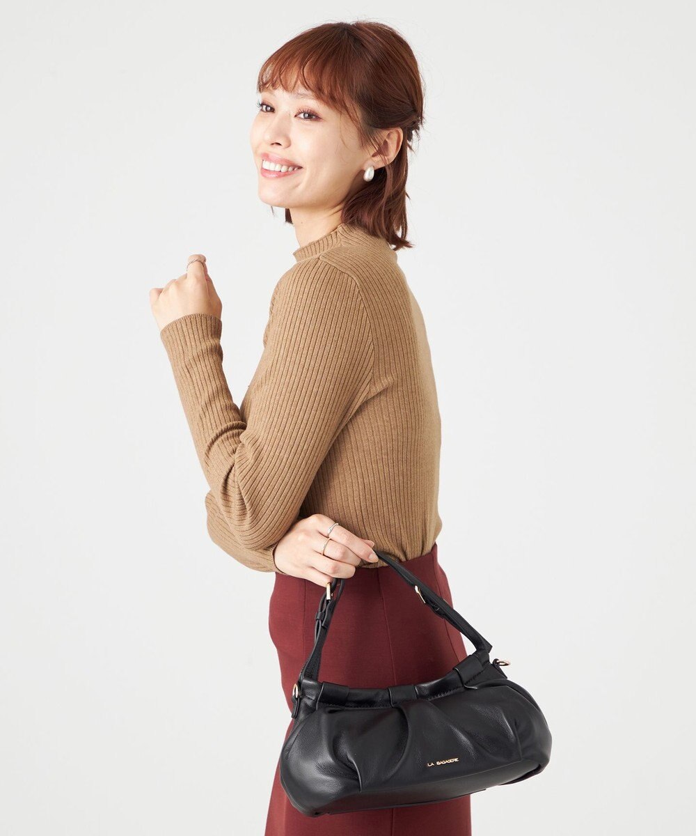 LA BAGAGERIE シープレザー　ギャザーミニバッグ 