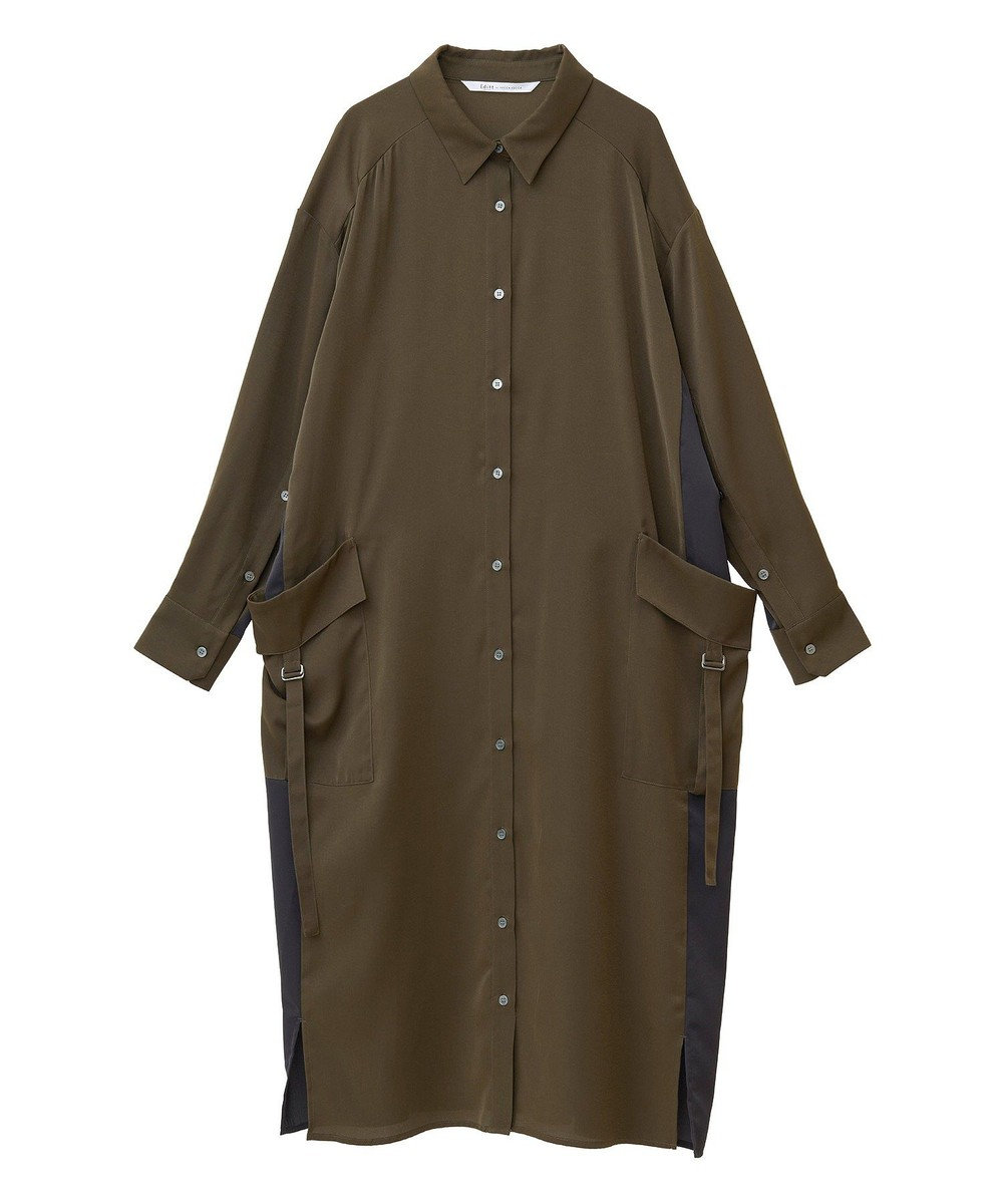 YECCA VECCA カーゴデザイン配色シャツワンピース 