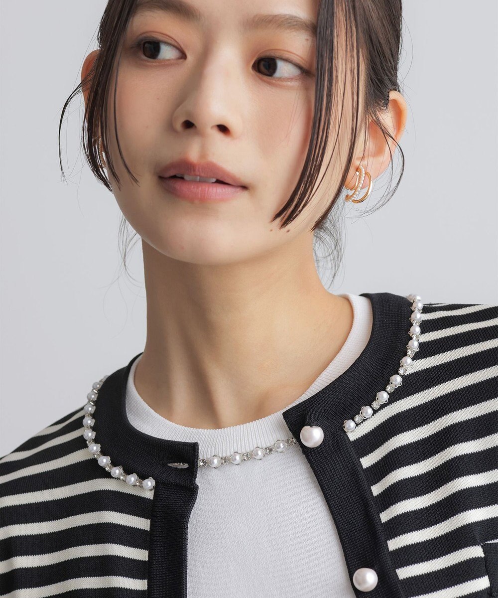 組曲 【WEB限定】クリアストレッチビジューレーン カーディガン 