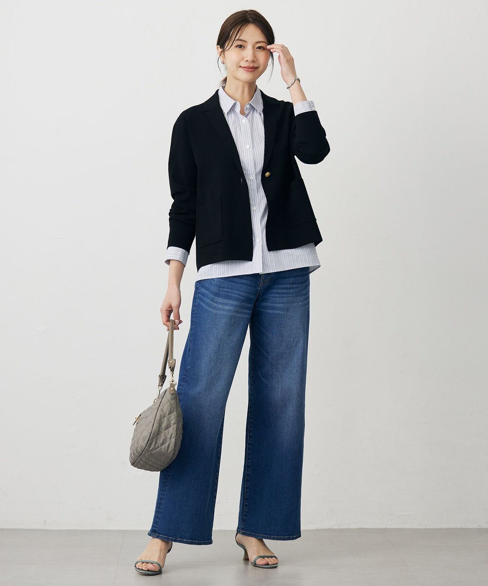 J.PRESS LADIES BEZ ドビーストライプ シャツカラー ブラウス 