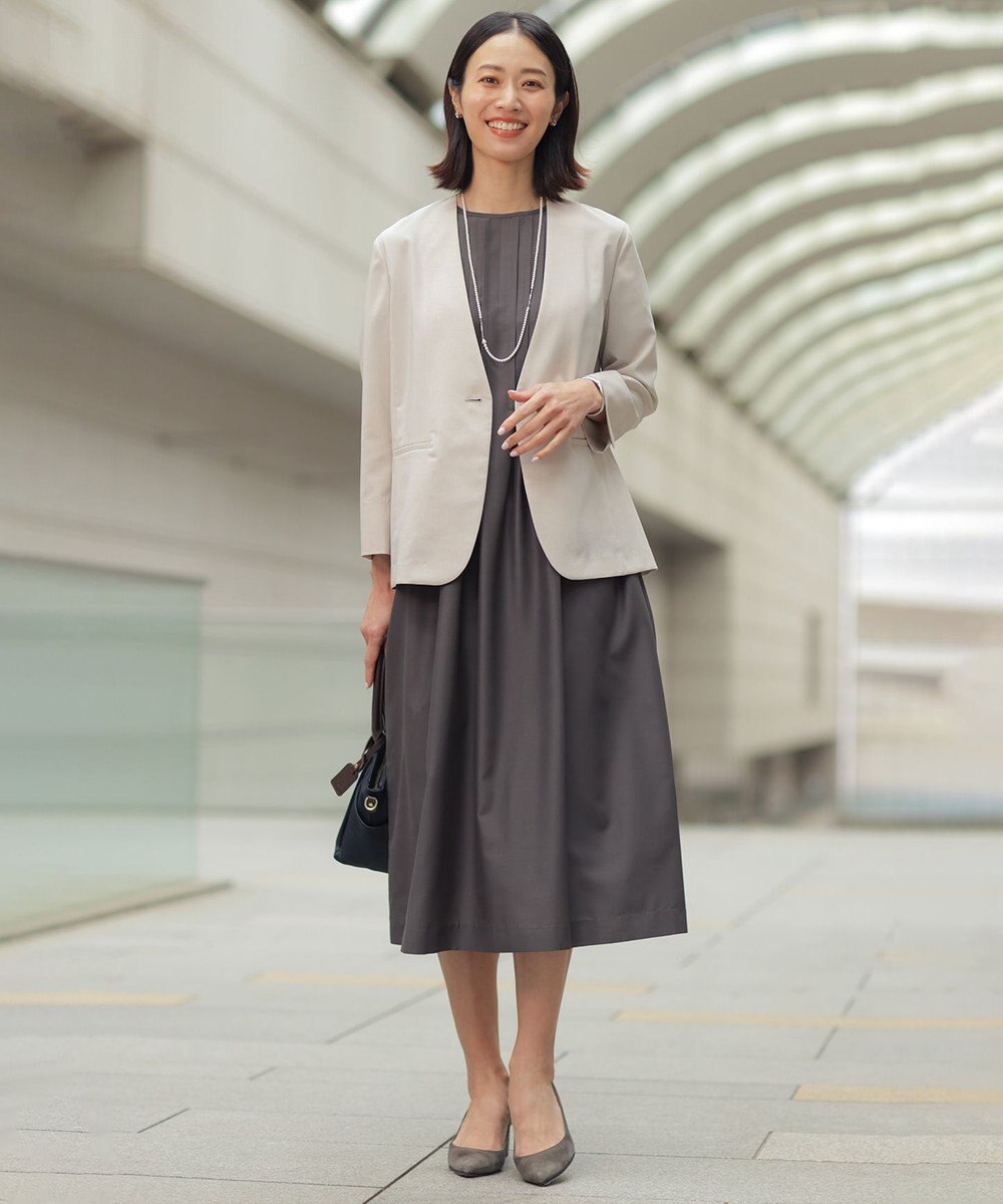 J.PRESS LADIES 【セットアップ対応】ファンマートロストレッチ ノーカラー ジャケット 