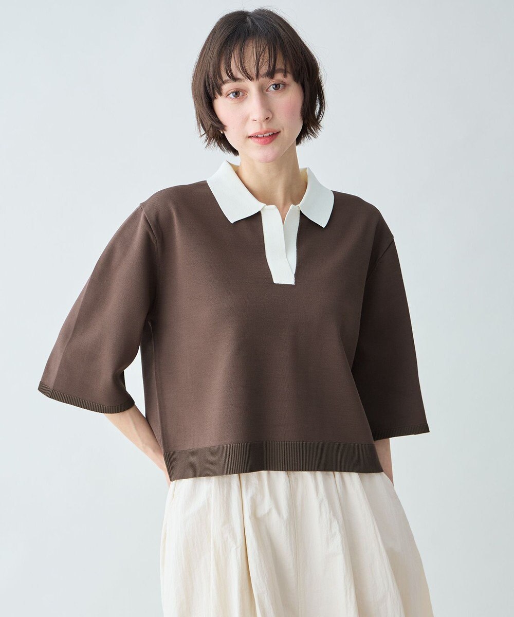 ANY L 【2SET】バイカラーポロニット×スカートセット 