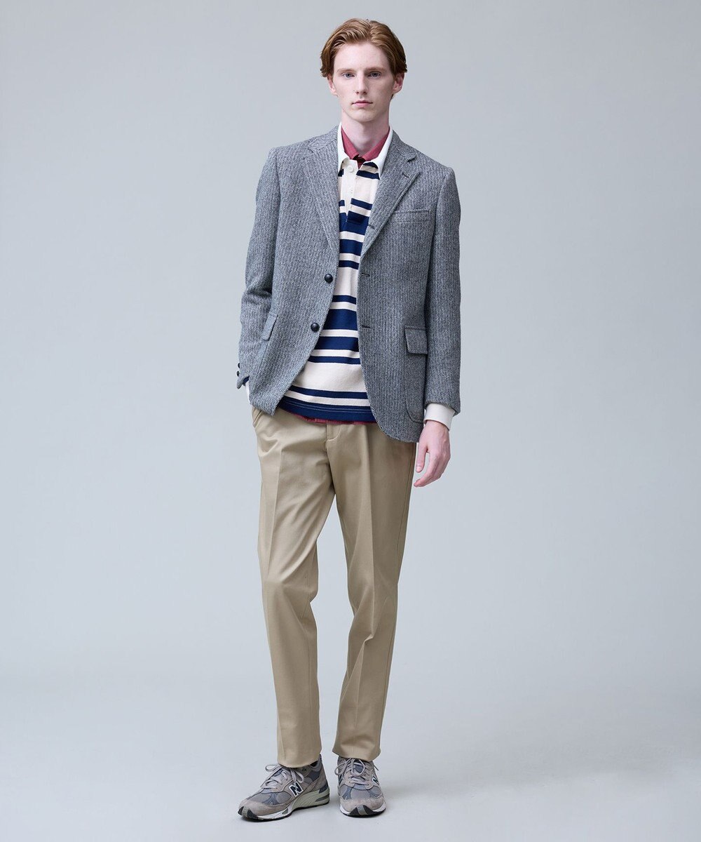 J.PRESS MEN 洗練されたシルエットと機能美【ストレッチ】トリコチン ステムテーパードパンツ 