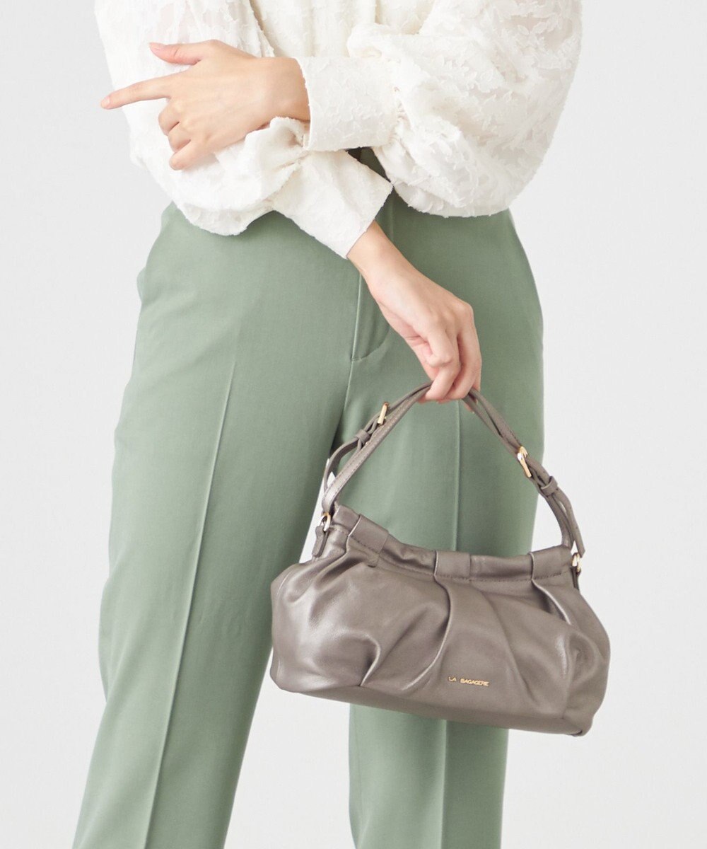 LA BAGAGERIE シープレザー　ギャザーミニバッグ 