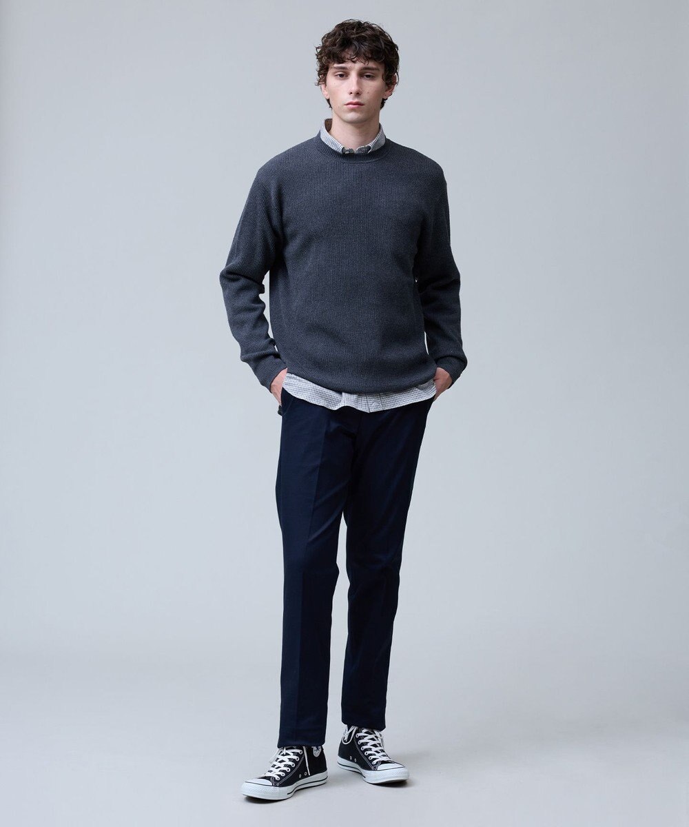 J.PRESS MEN 洗練されたシルエットと機能美【ストレッチ】トリコチン ステムテーパードパンツ 