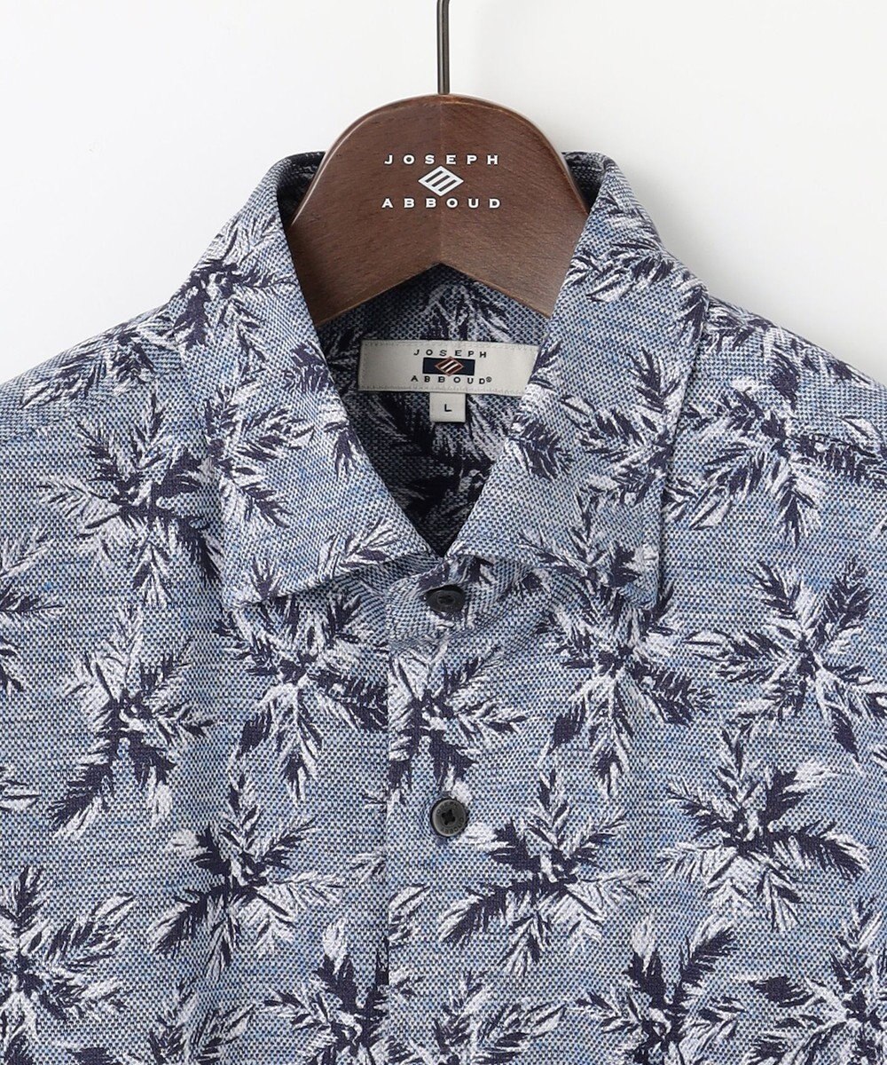 JOSEPH ABBOUD 【吸水速乾/ストレッチ/ノルマンディーリネン】リネンハニカム プリントジャージー シャツ 