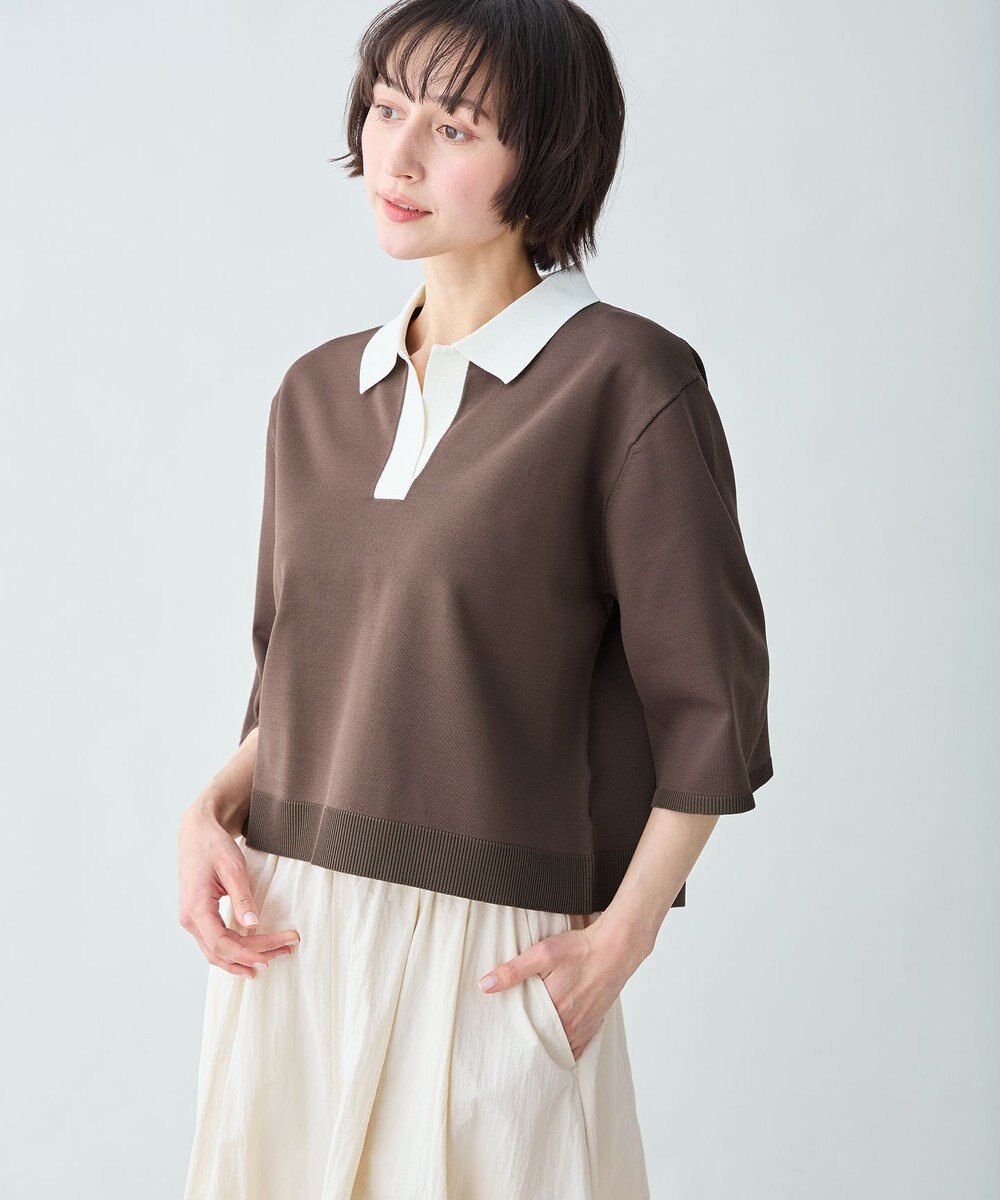 ANY L 【2SET】バイカラーポロニット×スカートセット 