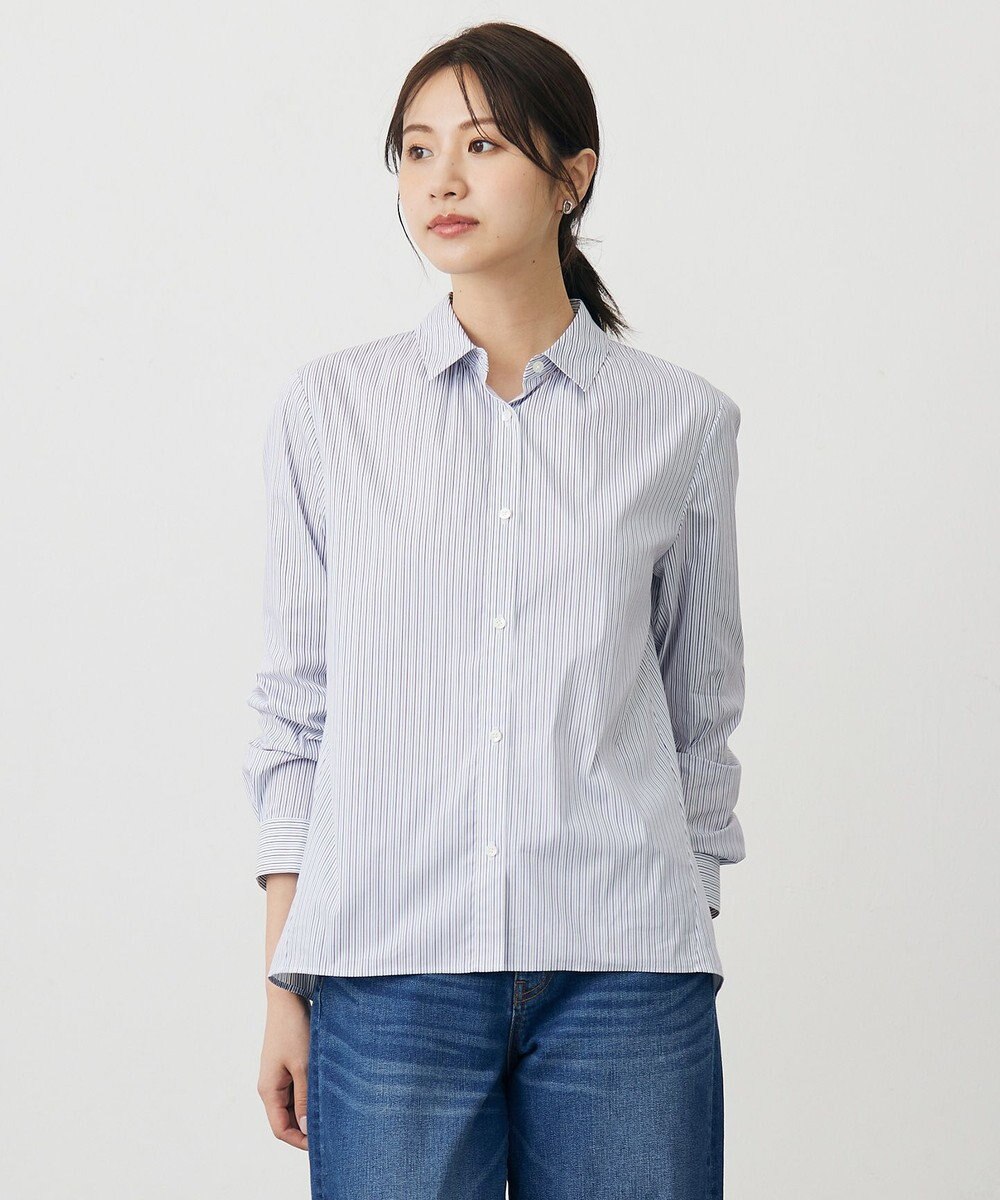 J.PRESS LADIES BEZ ドビーストライプ シャツカラー ブラウス 