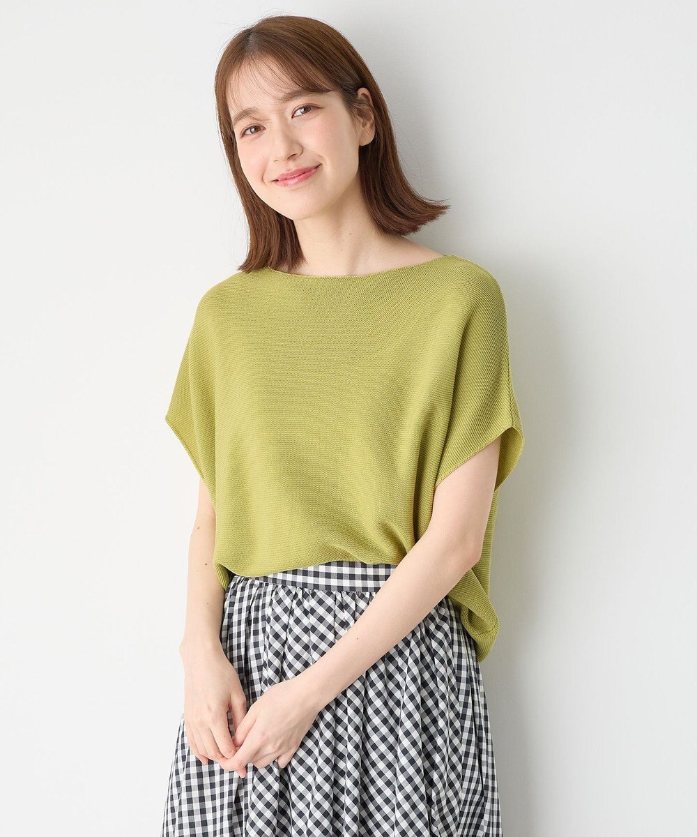 ANY 【洗濯機可/アンチピリング/UVカット】アクリルガーターフレンチスリーブニット 