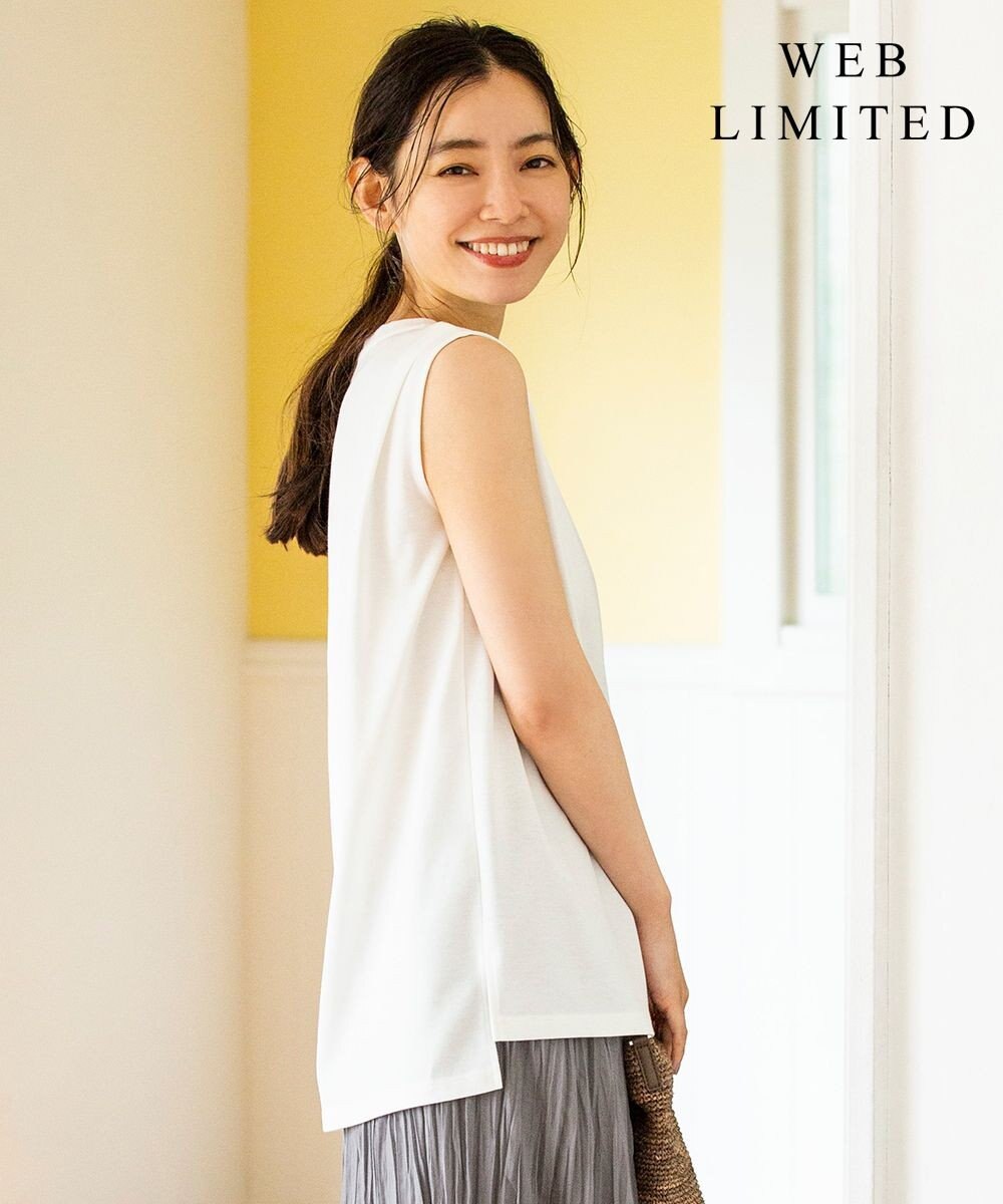 J.PRESS LADIES S 【WEB限定】防汚Ｔシャツ ノースリーブ ホワイト系