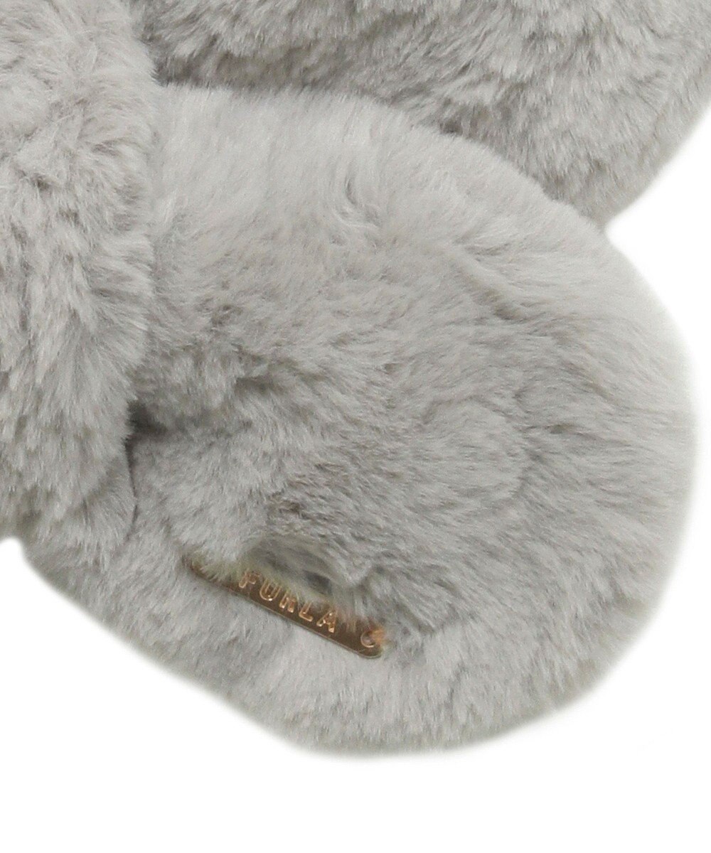 MOONBAT FURLA ファーティペット 差し込み ロゴプレート付 フェイクファーマフラー 