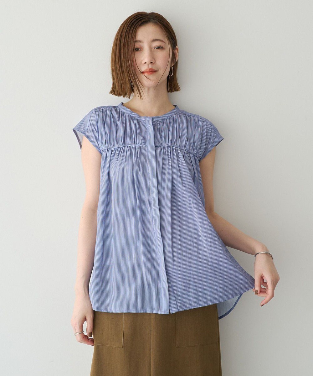 YECCA VECCA <<接触冷感>>フレンチスリーブギャザーブラウス 
