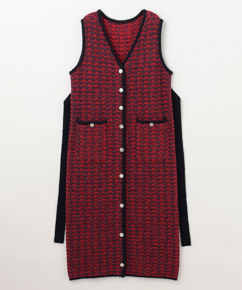 GRACE CONTINENTAL バイカラージャガードニットワンピース 