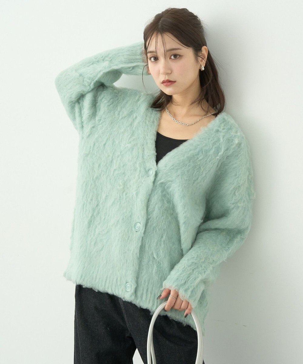 earth music&ecology なみなみ起毛Ｖネックカーディガン 