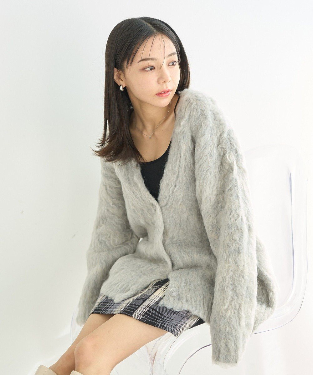 earth music&ecology なみなみ起毛Ｖネックカーディガン 