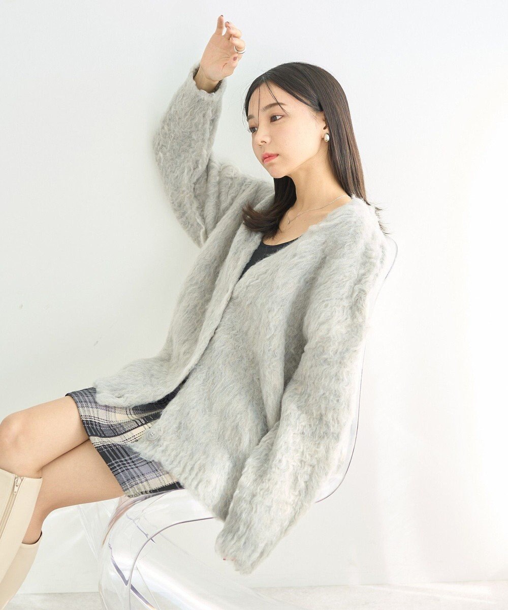 earth music&ecology なみなみ起毛Ｖネックカーディガン 