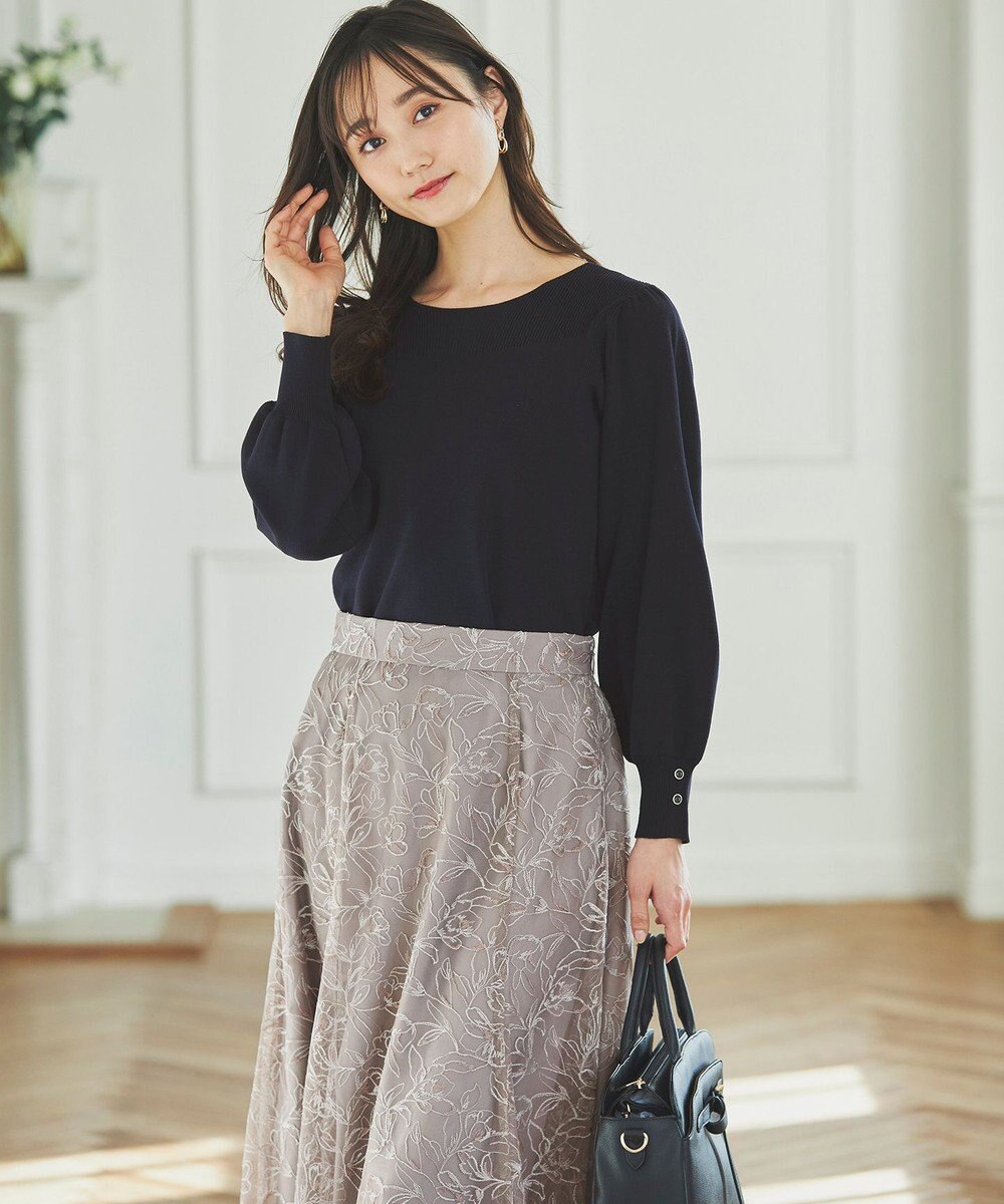 ANY SIS 【洗える】フラワーモイスチャー ニット 