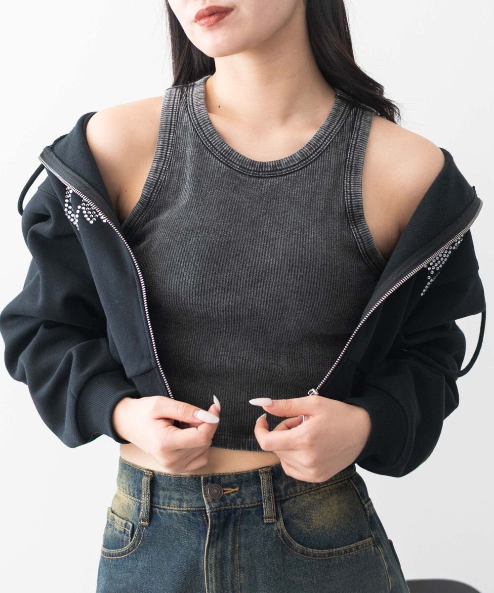 WEGO 【カップ付きインナー】ヴィンテージウォッシュカップインアメスリタンク 