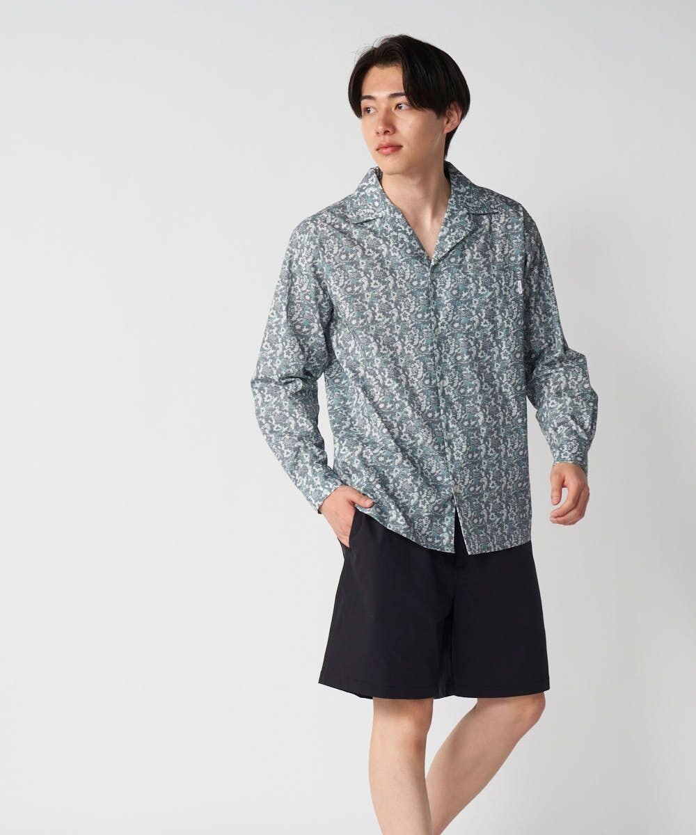 OP／FILA 【Ocean Pacific】プリント長袖オープンネックシャツ 