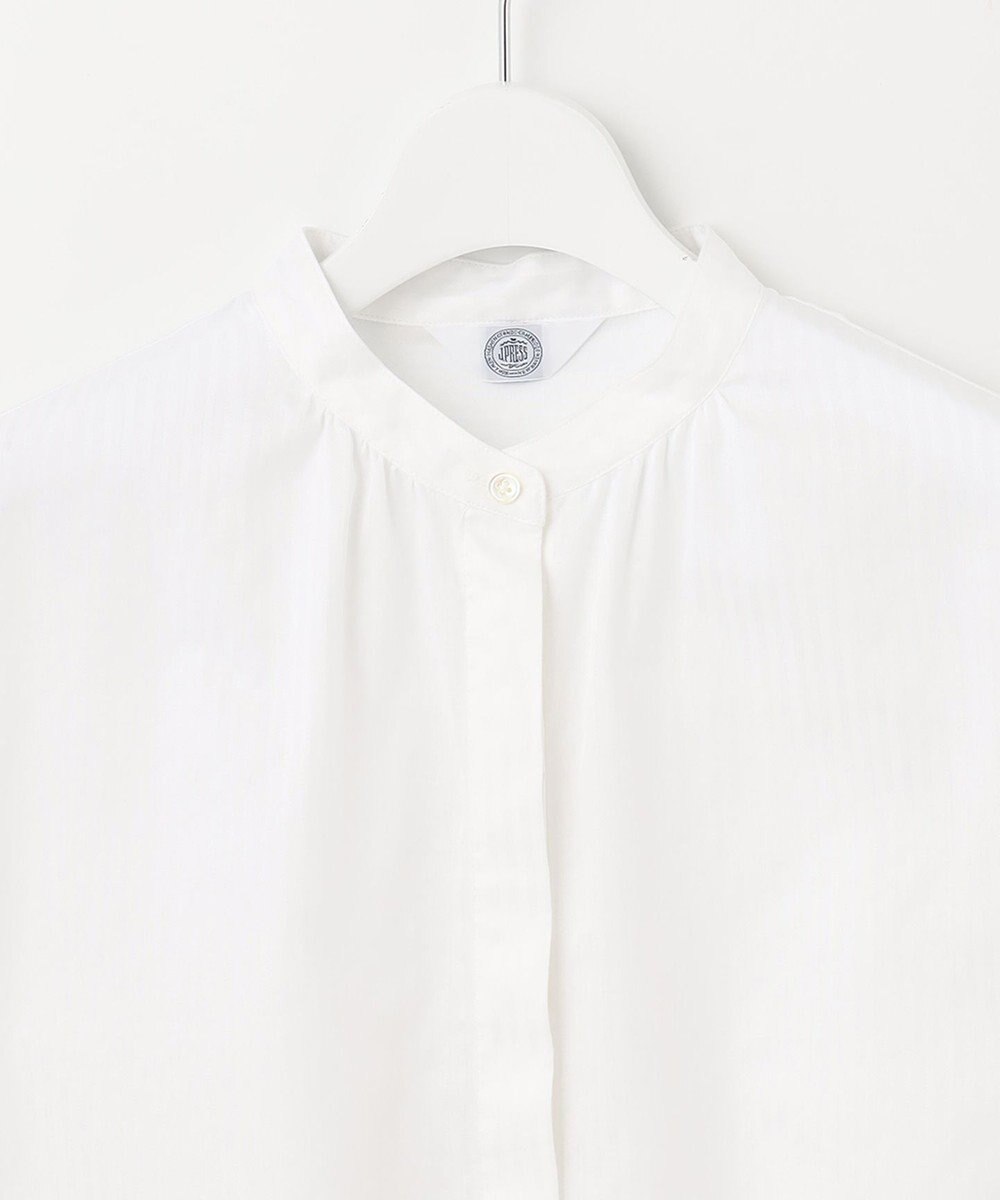 J.PRESS LADIES S 【洗える】ボイルEASYCARE バンドカラー ブラウス 
