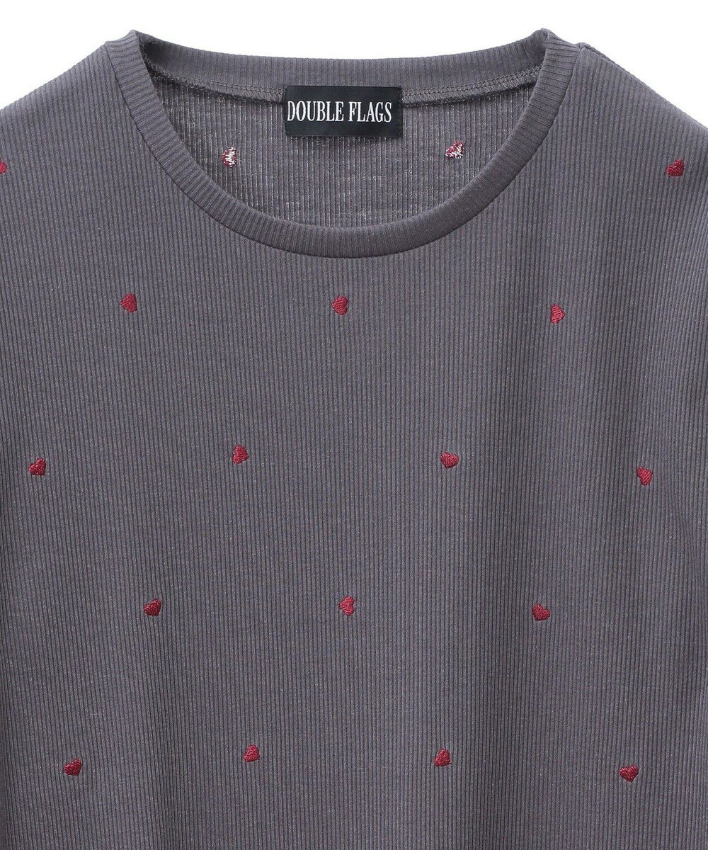 Green Parks ・ＤＯＵＢＬＥ　ＦＬＡＧＳ　ハート刺繍リブロンＴＥＥ 