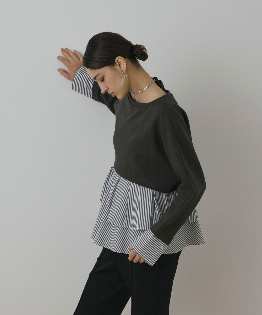 GRACE CONTINENTAL タックフリルヘムカットトップ 