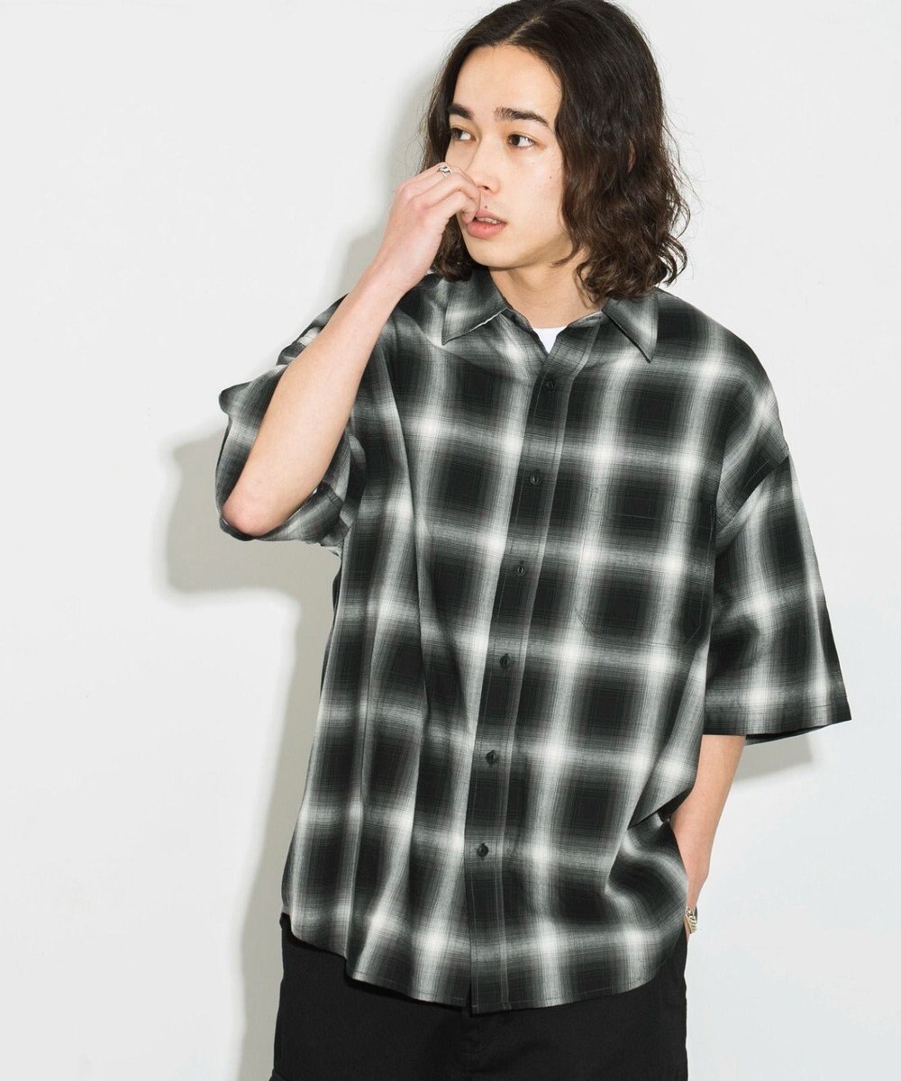 WEGO オンブレチェックシャツ（S） 