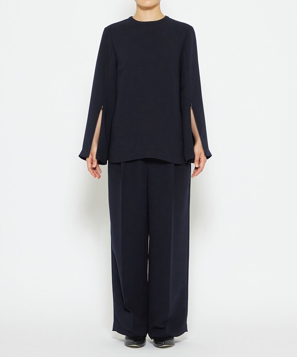 uncrave 【防シワ・洗濯機洗い可】ウォッシャブルダブルクロス スリットスリーブ ブラウス（uncrave STANDARD） 